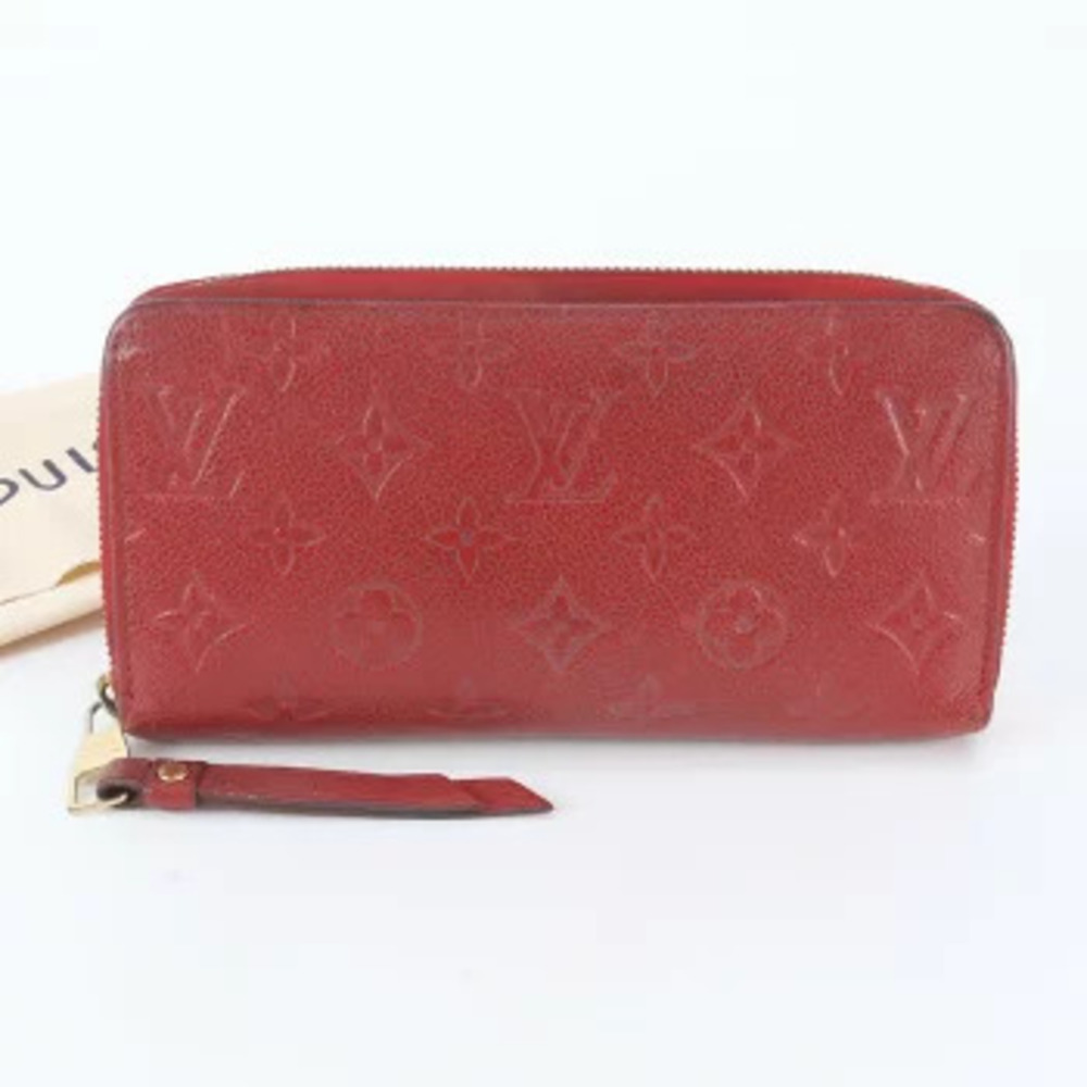 Louis Vuitton Monogram Empreinte Zippy Wallet Leather Long Red Brown
